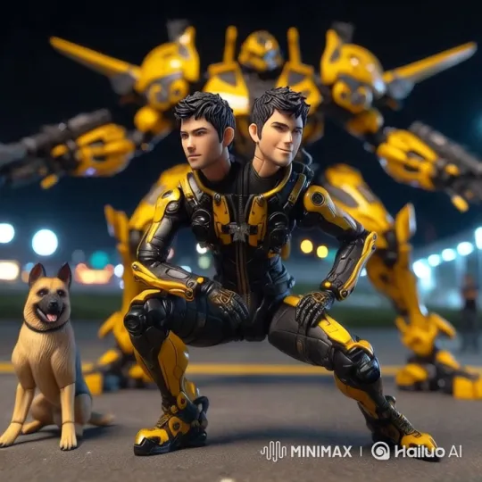 Conjoined Twins Interact with Dog in Futuristic Setting – AI Generated Video | Hailuo AI