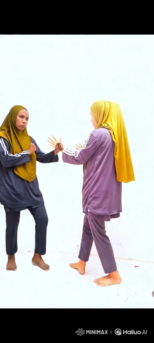 Hijabi Women Practicing Kungfu in Minimalistic Setting – AI Generated Video | Hailuo AI