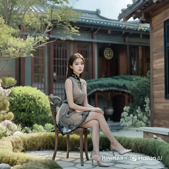 Traditional Chinese Garden: Graceful Woman's Elegant Rise – AI Generated Video | Hailuo AI