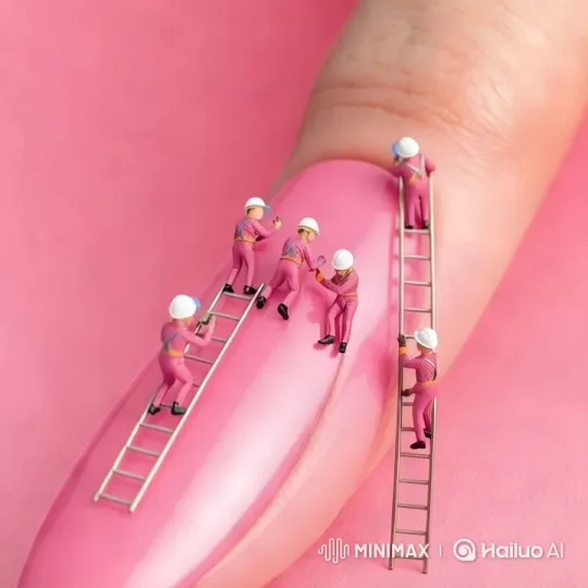 Tiny Workers Care for a Glossy Pink Nail – AI Generated Video | Hailuo AI