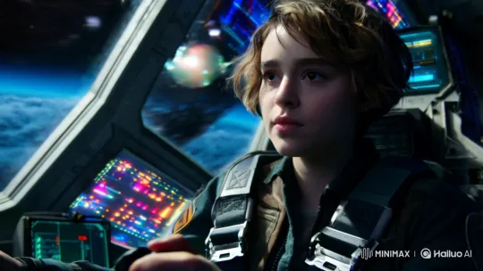 Resilient Pilot Navigates Cosmic Storm in Futuristic Flight – AI Generated Video | Hailuo AI