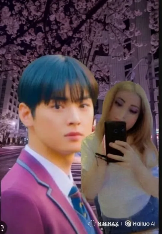 Romantic Embrace with Cherry Blossoms and Cityscape – AI Generated Video | Hailuo AI