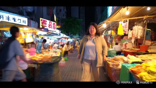 Middle-Aged Woman Explores Bustling Hong Kong Streets – AI Generated Video | Hailuo AI