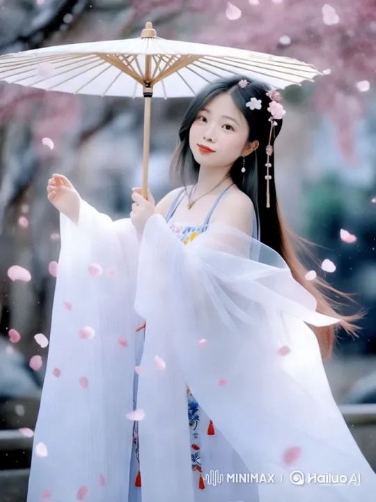 Graceful Woman in Cherry Blossoms: Aesthetic Journey – AI Generated Video | Hailuo AI