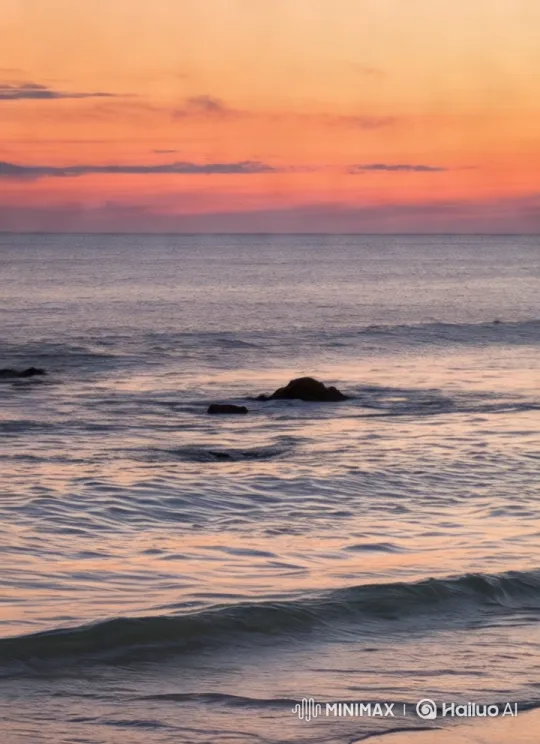 Tranquil Sunset Seascape with Gentle Waves – AI Generated Video | Hailuo AI