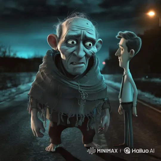 Mysterious Encounter on a Desolate Night Road – AI Generated Video | Hailuo AI
