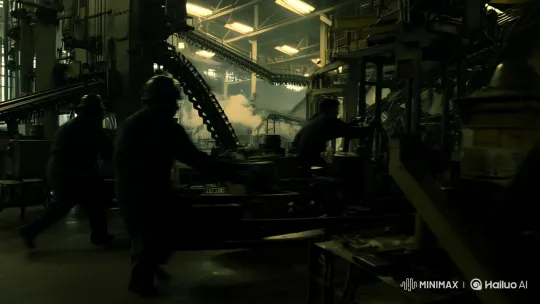 Industrial Symphony: Worker's Resilience in a Vast Factory – AI Generated Video | Hailuo AI