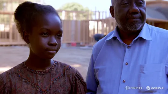 Young Woman Amidst African Construction Dynamics – AI Generated Video | Hailuo AI