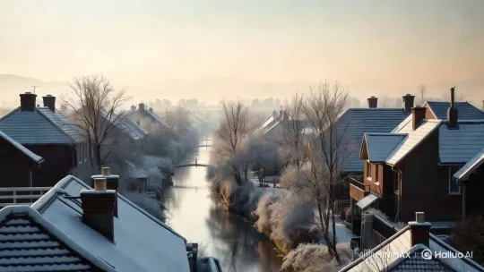 Tranquil Winter Village with Symmetrical Beauty – AI Generated Video | Hailuo AI