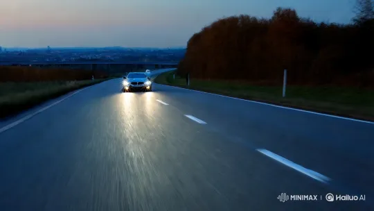 BMW Cruises on Twilight Autobahn with Grace – AI Generated Video | Hailuo AI