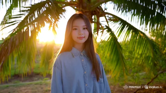 Korean Idol in Serene Sunlit Coconut Grove – AI Generated Video | Hailuo AI