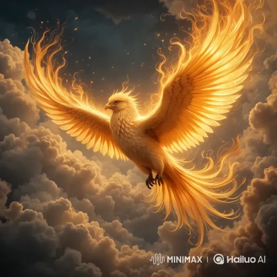 Phoenix Soars Through Dramatic Sky in Majestic Flight – AI Generated Video | Hailuo AI