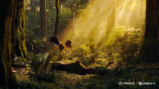 Majestic Creature Showcases Power in Enchanted Forest Panorama – AI Generated Video | Hailuo AI