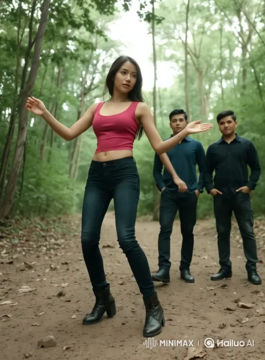 Thai Woman and Men Dance Energetically in Woods – AI Generated Video | Hailuo AI