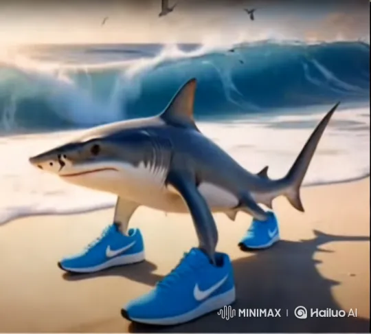 Shark in Nike Sneakers Meets Snoop Dogg in Christmas Outfit – AI Generated Video | Hailuo AI