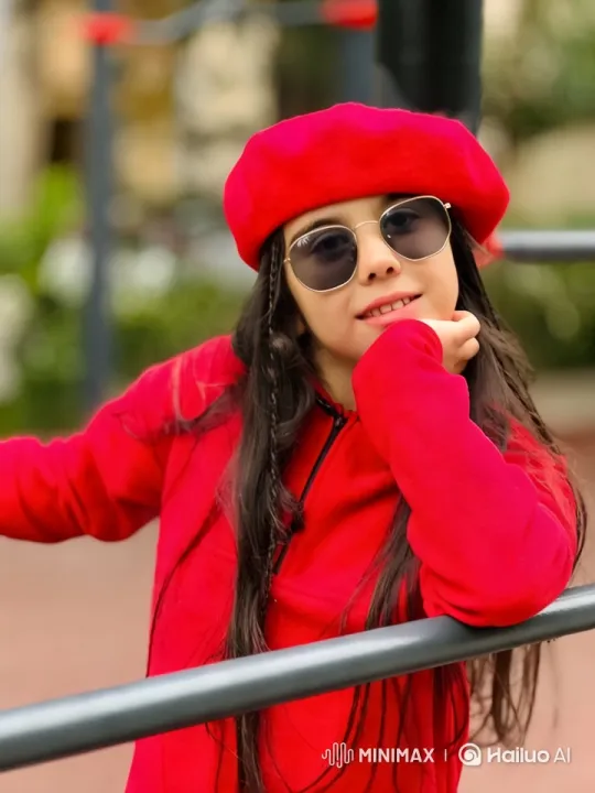 Young Girl in Red in Serene Flower Garden – AI Generated Video | Hailuo AI