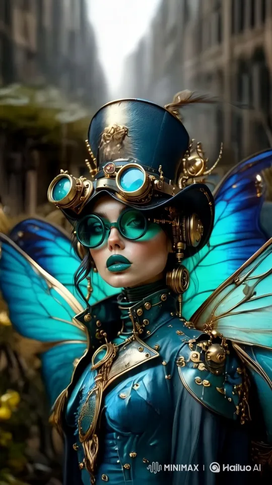 Steampunk-Inspired Fashion Model in Urban Alley – AI Generated Video | Hailuo AI
