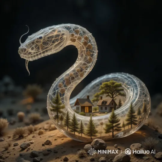 Transparent Snake with Miniature Landscape: Aesthetic and Realistic – AI Generated Video | Hailuo AI
