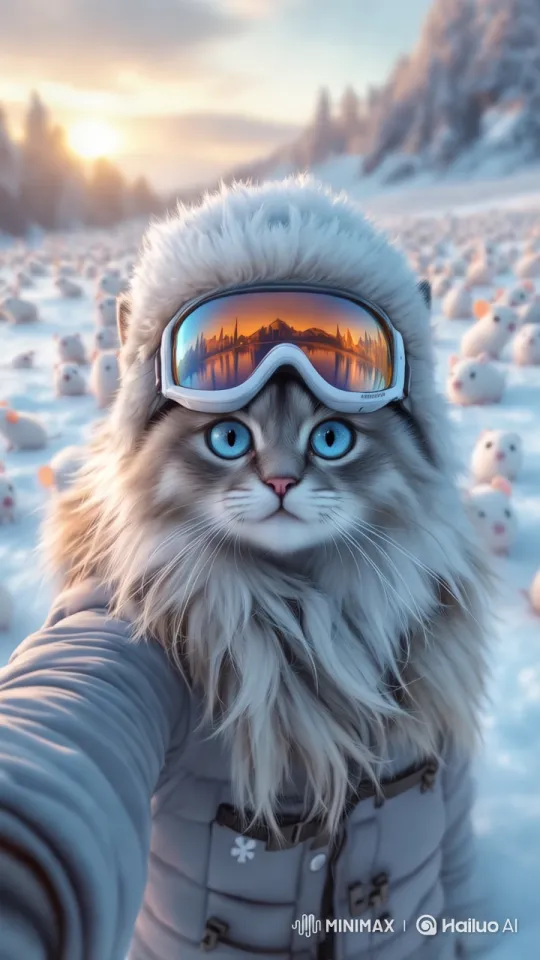 Winter Wonderland: Snow Creatures and Golden Hour – AI Generated Video | Hailuo AI