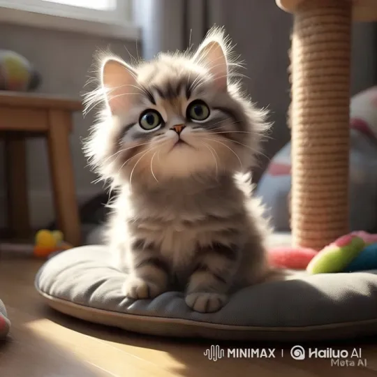 Curious Kitten Explores Cozy Room – AI Generated Video | Hailuo AI