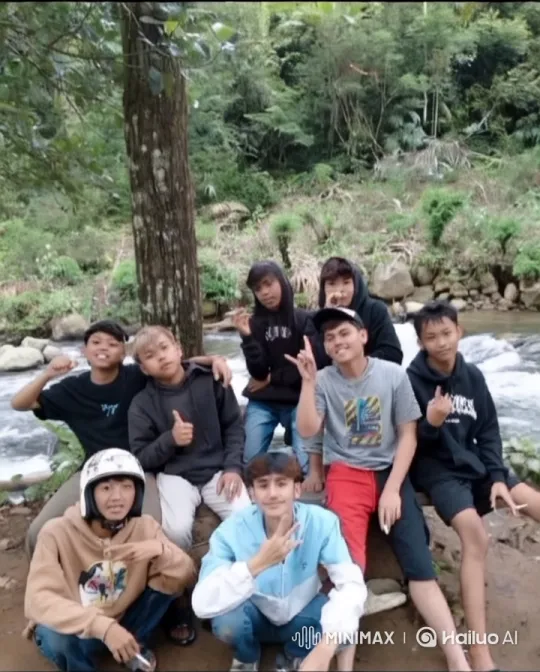 Friends Enjoying Nature by a Stream – AI Generated Video | Hailuo AI