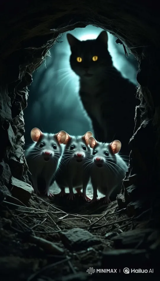 Mice in Burrow Confronted by a Cat's Shadow – AI Generated Video | Hailuo AI