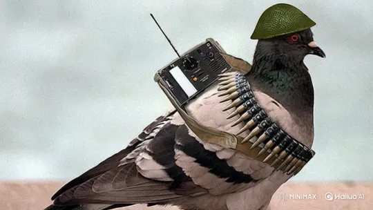 Bird Equipped with Gear and Robotic Helmet – AI Generated Video | Hailuo AI