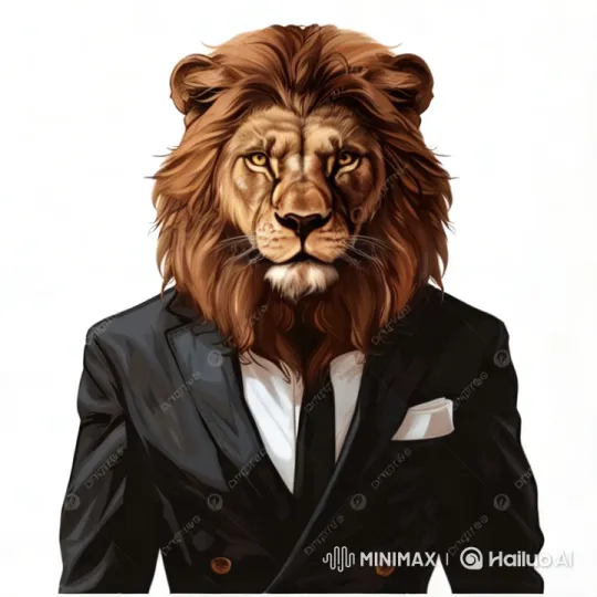 Stylish Lion in Sharp Suit Roars with Majesty – AI Generated Video | Hailuo AI