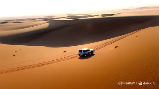 Land Cruiser Glides Through Golden Desert – AI Generated Video | Hailuo AI