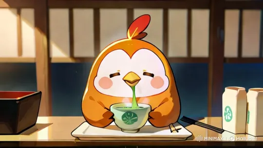 Bird Enjoying Tea in Cozy Room Setting – AI Generated Video | Hailuo AI