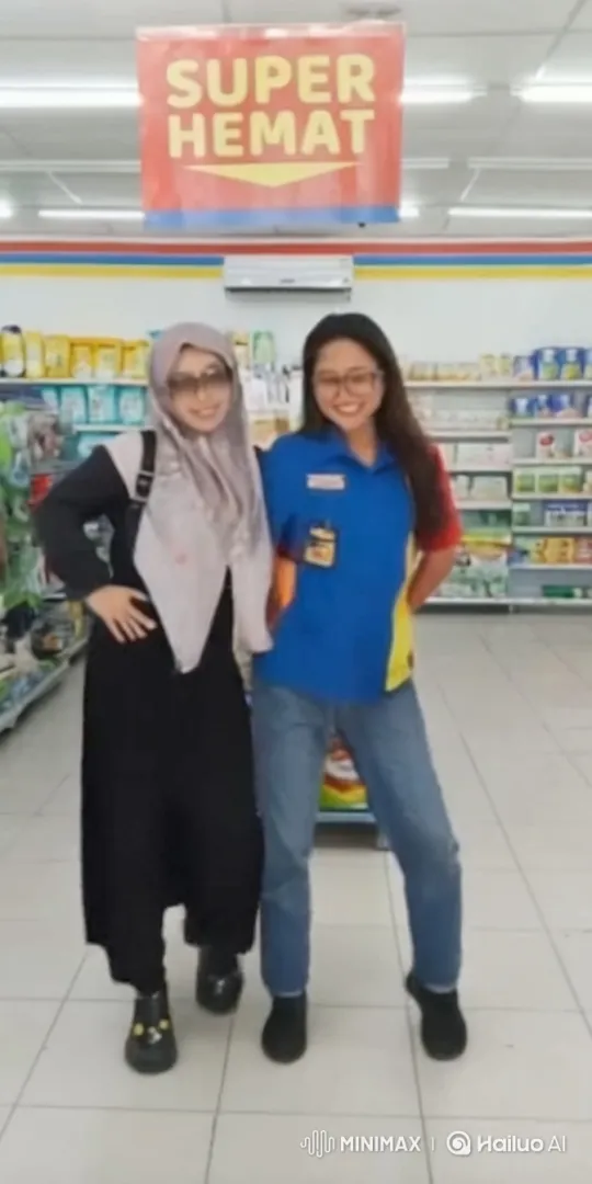Supermarket Kungfu Showdown: Black Hijab vs. Blue Uniform – AI Generated Video | Hailuo AI