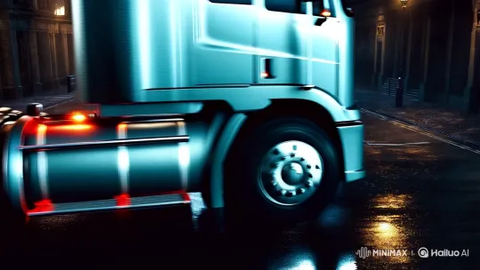 Powerful Truck Crushes Luxury Rolls-Royce on Rainy Street – AI Generated Video | Hailuo AI