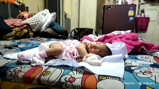 Baby Dancing and Playfully Punching in Cozy Room – AI Generated Video | Hailuo AI