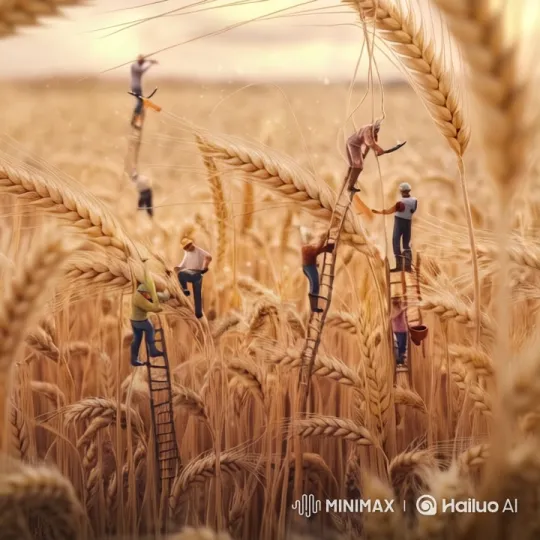 Golden Wheat Field: Aesthetic Workers' Labor – AI Generated Video | Hailuo AI