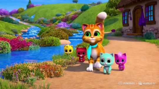 Rustic Farmhouse Path: Animated Kittens' Joyful Journey – AI Generated Video | Hailuo AI