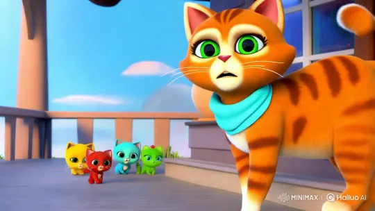 Affectionate Mother Cat Calls Her Playful Kittens – AI Generated Video | Hailuo AI