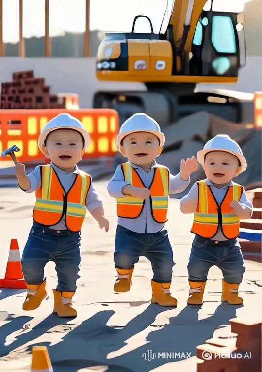 Toddlers as Mini Construction Workers in Playful Scene – AI Generated Video | Hailuo AI