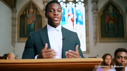 Church Sermon: A Captivating Preacher in a Majestic Setting – AI Generated Video | Hailuo AI