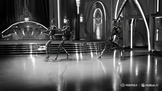 Vintage Aesthetic: Robots Dance in Futuristic Art Deco Setting – AI Generated Video | Hailuo AI