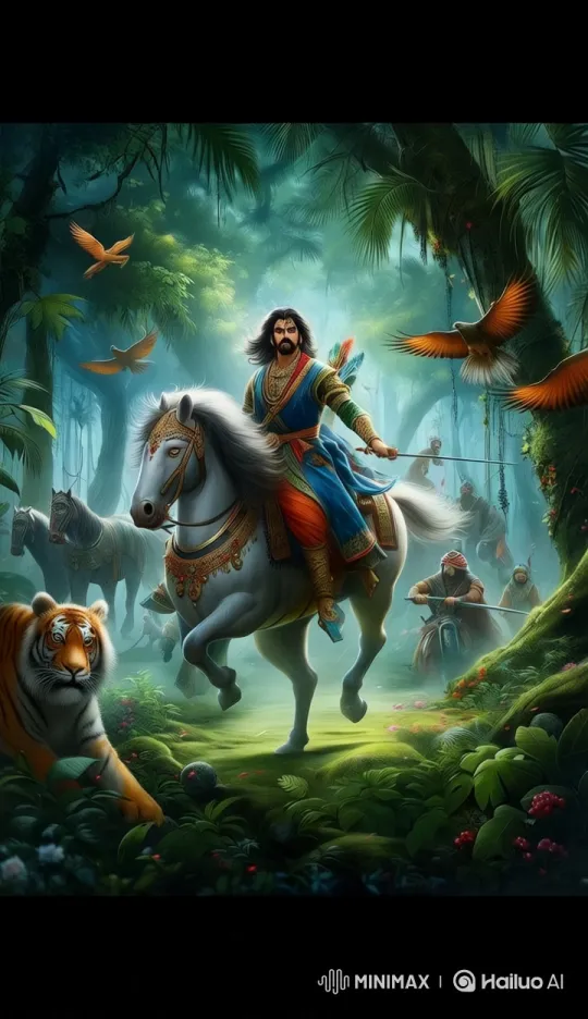 Regal King Ambushed by Tiger in Lush Forest – AI Generated Video | Hailuo AI