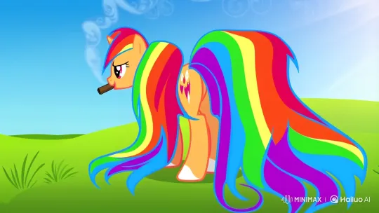 Rainbow Pony in Enchanted Meadow with Smoke – AI Generated Video | Hailuo AI