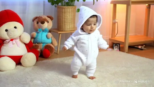 Innocent Joy: Baby Dancing in Cozy Room – AI Generated Video | Hailuo AI