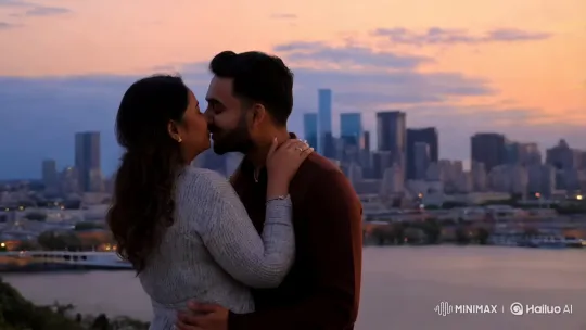 Urban Romance: Couple's Intimate Dusk Kiss – AI Generated Video | Hailuo AI
