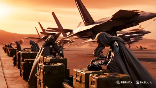 Futuristic Army Base with Androids and Fighters – AI Generated Video | Hailuo AI