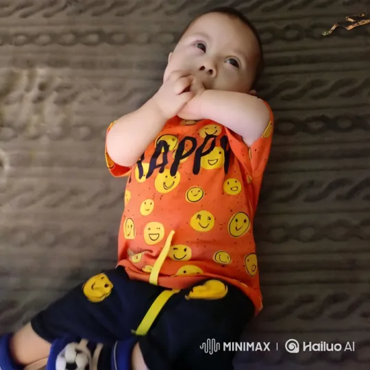 Baby Dancing in Colorful Smileys Outfit – AI Generated Video | Hailuo AI