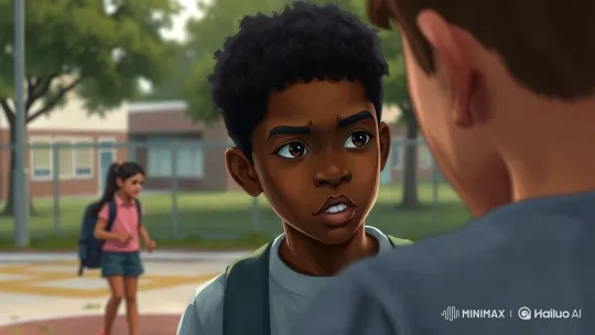 Boy and Girl Argue in Schoolyard with Intense Camera Work – AI Generated Video | Hailuo AI