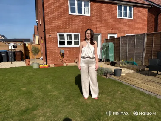 Elegant Dancer in Serene Brick House Backyard – AI Generated Video | Hailuo AI