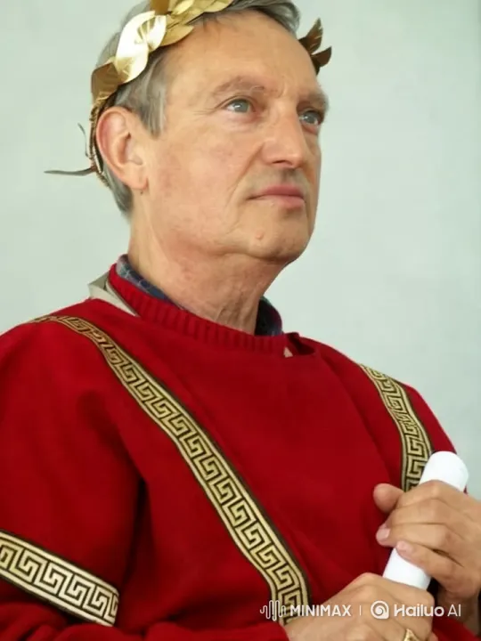 Man in Red Robe Discusses with Elegant Aesthetic – AI Generated Video | Hailuo AI