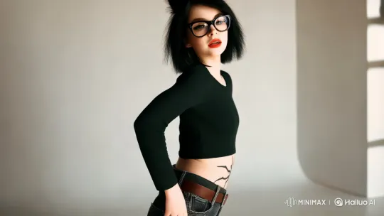 Black Wolf Cut Photoshoot: A Mysterious Elegance – AI Generated Video | Hailuo AI