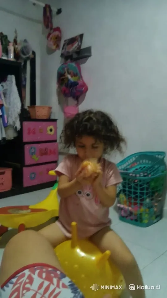 Young Girl Showcases Playful Energy in Colorful Room – AI Generated Video | Hailuo AI